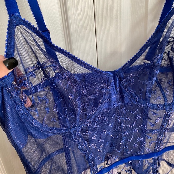 BNWOTSavageXFenty blue corset with sheer panels - Picture 3 of 9